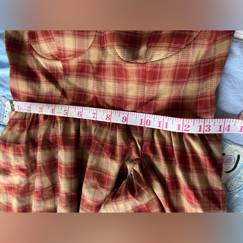 Red Plaid Sweetheart Babydoll Dress Coquette Grunge Whimsy Twee Tutu Size S - Picture 13 of 13